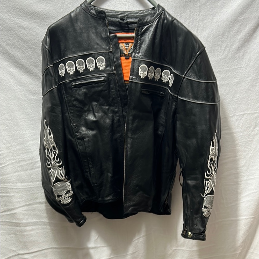 Vance Leather Jacket with Skull Design
